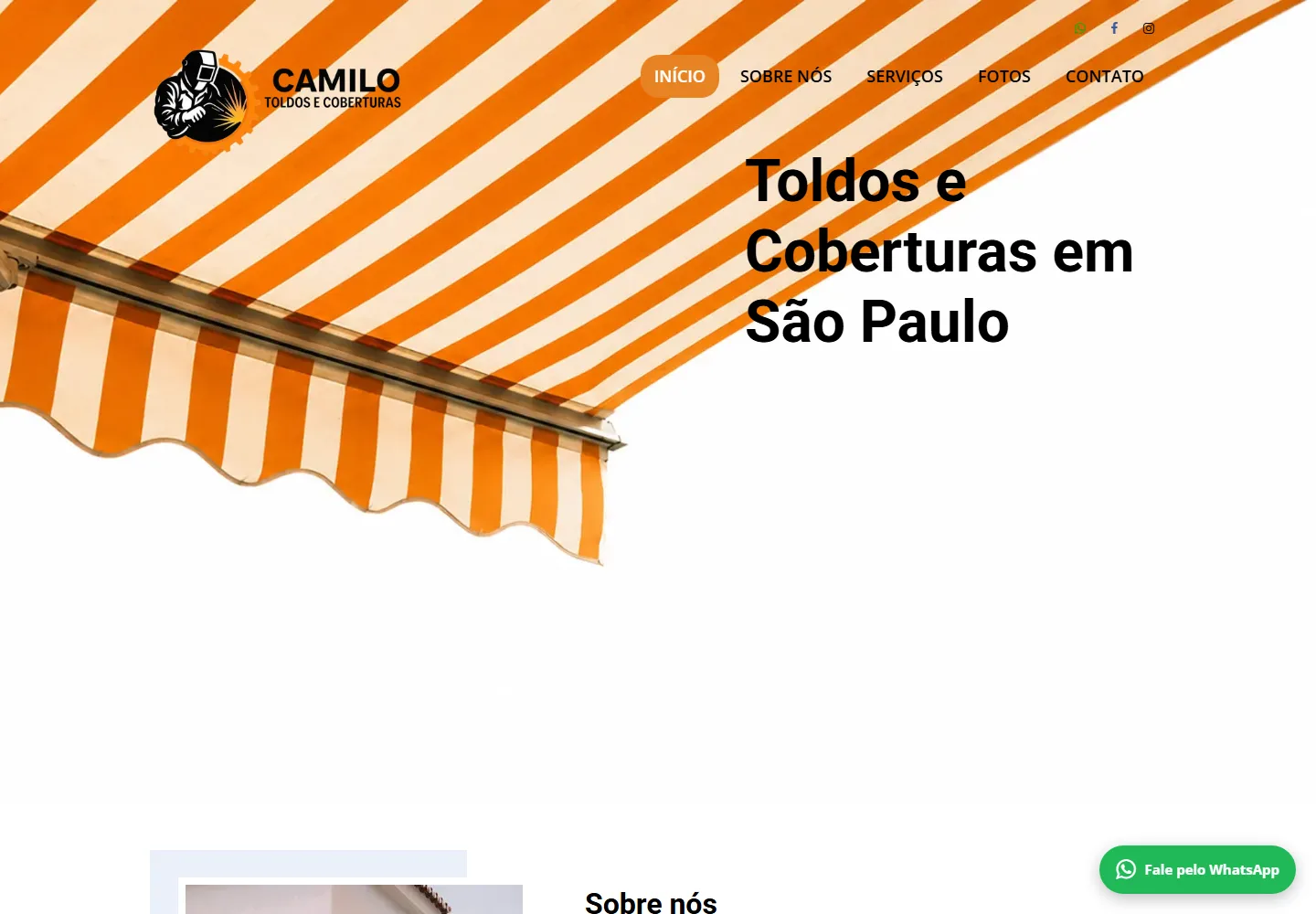 Fábrica de Toldos e Coberturas em São Paulo | Camilo Toldos — versão para computador