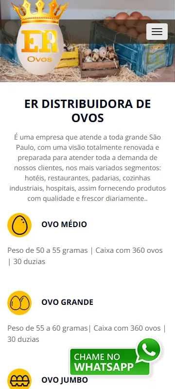 Distribuidora de ovos | ER Ovos — versão para celular